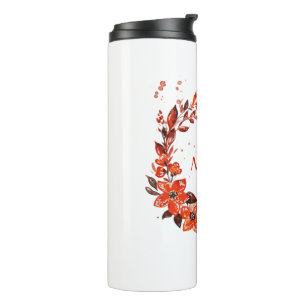 Orange Floral Thermal Tumbler
