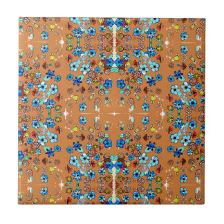 orange floral tile