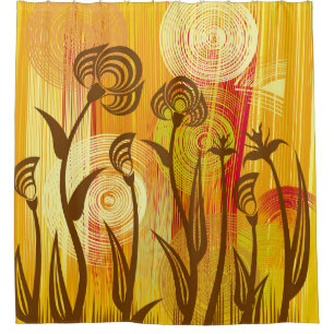 Orange Floral: Vibrant Background Pattern Shower Curtain