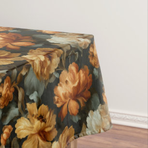 Orange Floral Vintage Painting Tablecloth