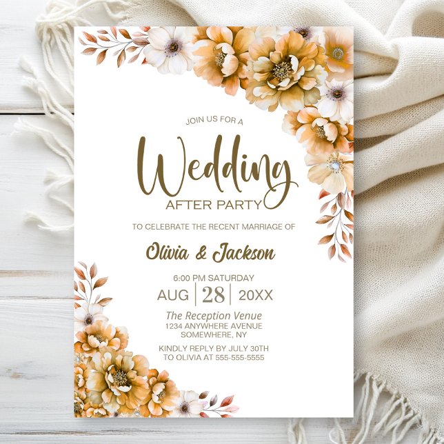 Orange Floral Wedding After Party Invitation (Creator Uploaded)
