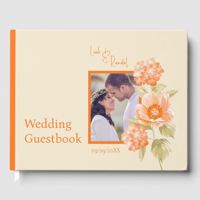 Orange Floral Wedding Guestbook (Front)