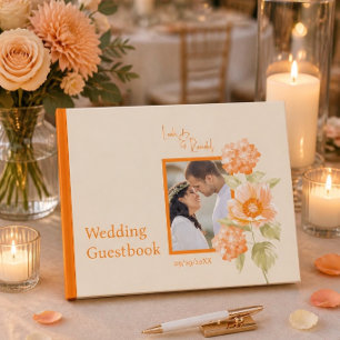 Orange Floral Wedding Guestbook