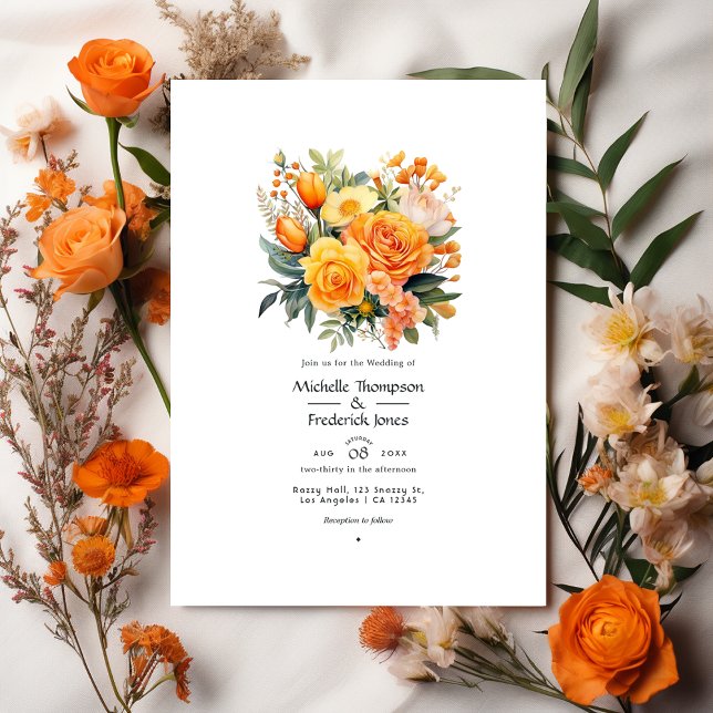 Orange Floral Wedding Invitation (Creator Uploaded)
