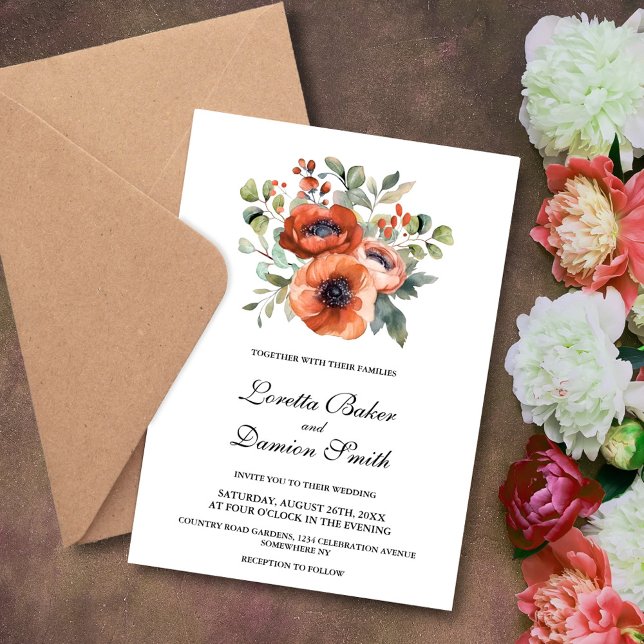 Orange Floral Wedding Invitation (Creator Uploaded)