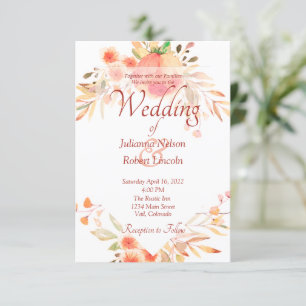 Orange floral  wedding invitation