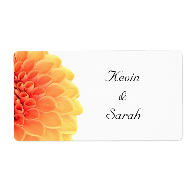 Orange Floral Wedding Labels (Front)