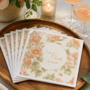 Orange Floral Wedding Paper Dinner Napkins