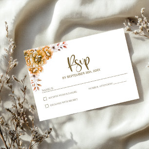 Orange Floral Wedding RSVP Card