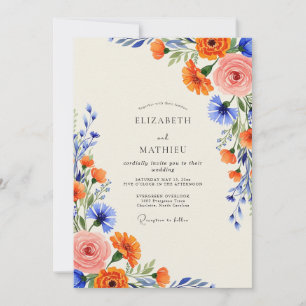 Orange Flourishing Summer Wedding Invitation