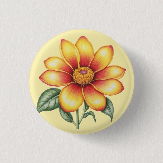 Orange Flower 3 Cm Round Badge (Front)