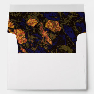 Orange flower against leaf camouflage pattern envelope