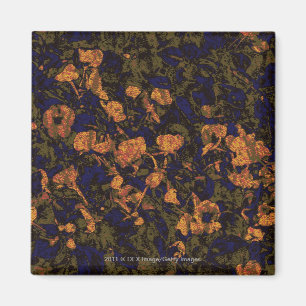 Orange flower against leaf camouflage pattern magnet
