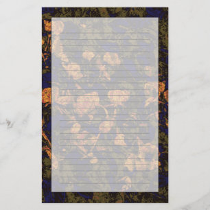 Orange flower against leaf camouflage pattern stationery