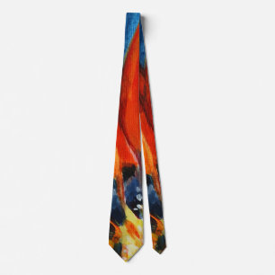Orange Flower Art Painting Tie
