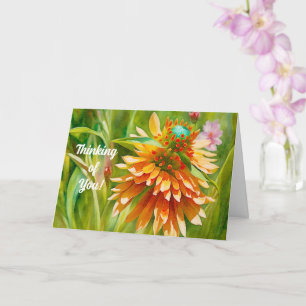 Orange Flower Art Thinking of You Card