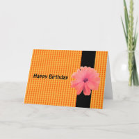 Orange Flower Black Ribbon Birthday Wishes