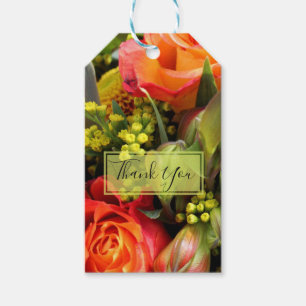 Orange Flower Bouquet Photo Thank You Gift Tags