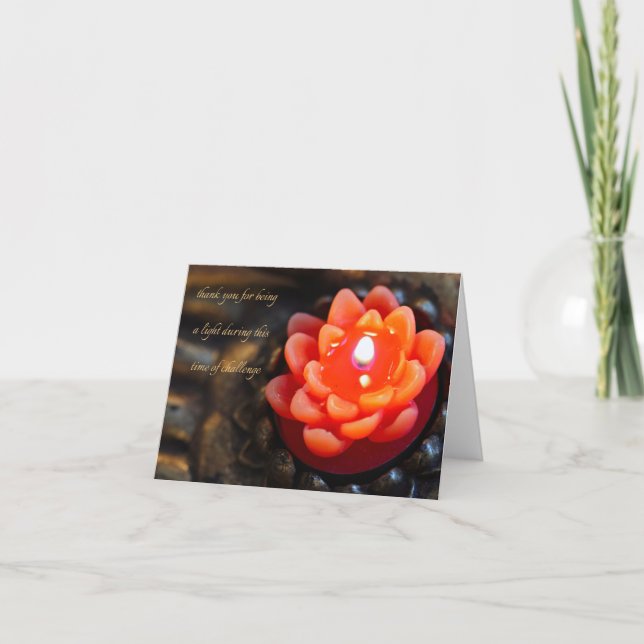 Orange Flower Candle, thank you - Note Card (Front)