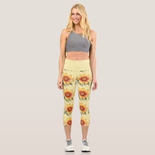 Orange Flower Capri Leggings