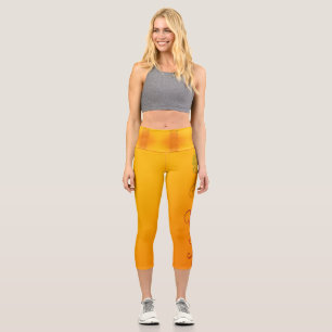 Orange Flower Capri Leggings