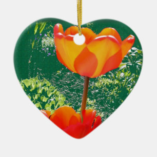 Orange Flower Ceramic Tree Decoration
