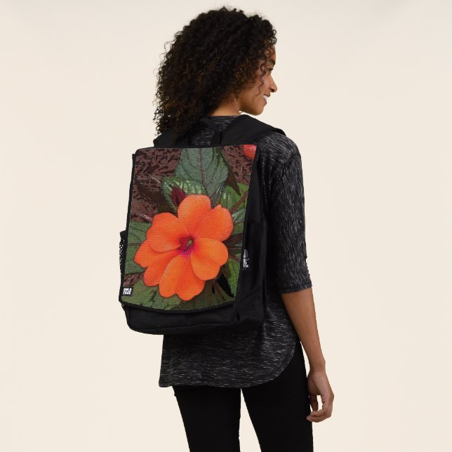 Orange Flower Closeup Backpack (Worn)