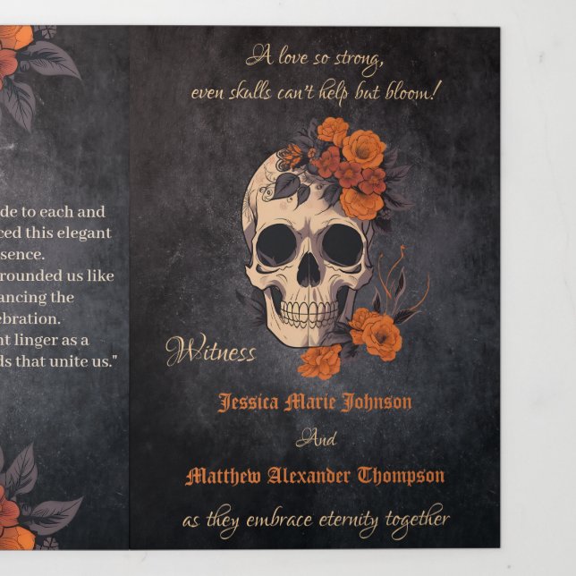 Orange Flower Complete Trifolded Wedding program Tri-Fold Invitation (Cover)