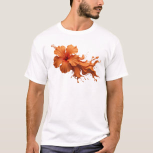 Orange Flower Custom Abstract Art Design T-Shirt