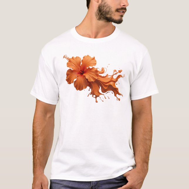 Orange Flower Custom Abstract Art Design T-Shirt (Front)