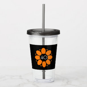 Orange Flower Design Pattern Birthday 40 Black Acrylic Tumbler