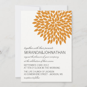 Orange Flower Design Wedding Invitations