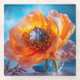 Orange Flower Glass Coaster