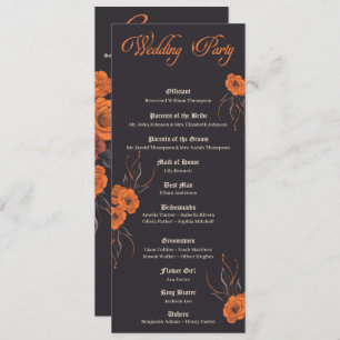 Orange flower gothic minimalist Wedding program Invitation