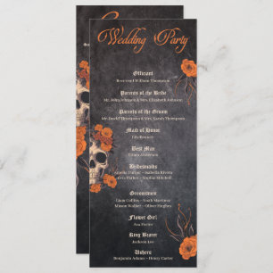 Orange flower gothic minimalist Wedding program Invitation