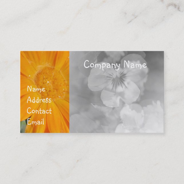 orange flower in grey business card (Front)