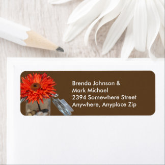 Orange Flower in Mason Jar Address