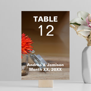 Orange Flower in Mason Jar Table Number