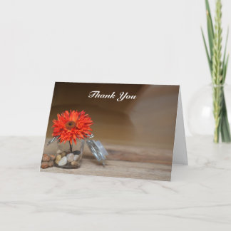 Orange Flower in Mason Jar Thank You Card