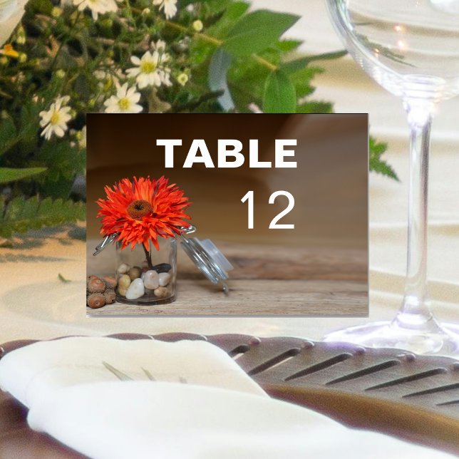 Orange Flower in Mason Jar To Fold Table Number (Orange Flower in Mason Jar To Fold Table Number)