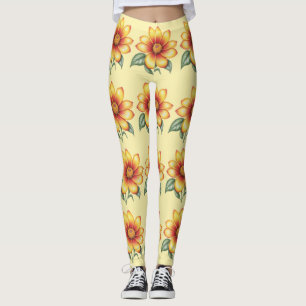 Orange Flower Leggings