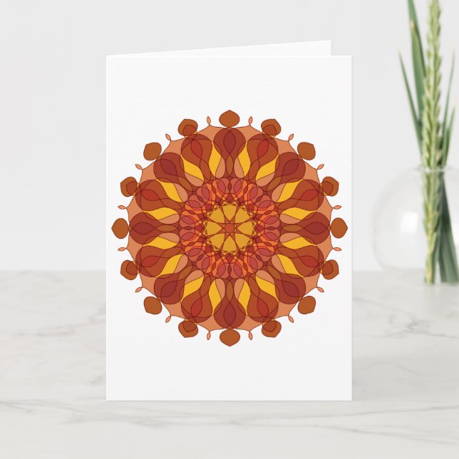 Orange Flower Mandala Card (Front)