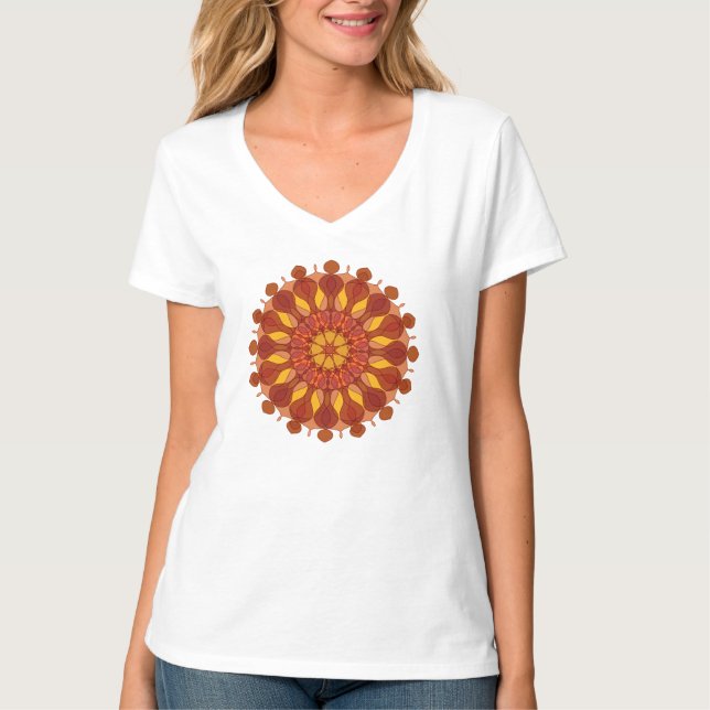 Orange Flower Mandala T-Shirt (Front)