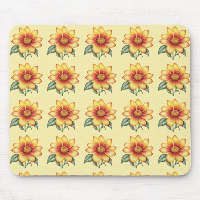 Orange Flower Mouse Pad (Front)