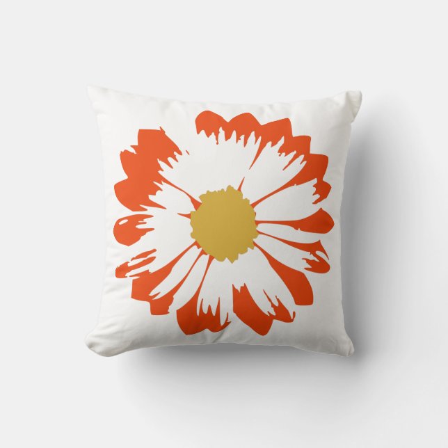 Orange Flower on White Pillow (Front)