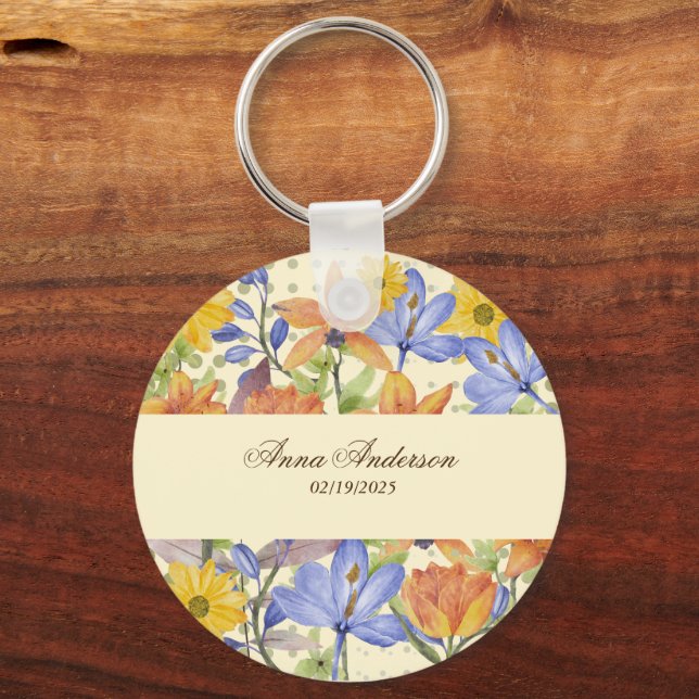 ORANGE FLOWER PATTERN KEY RING (Back)