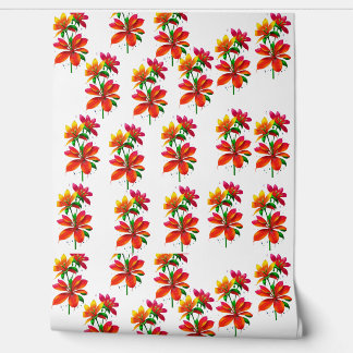 Orange flower pattern wallpaper