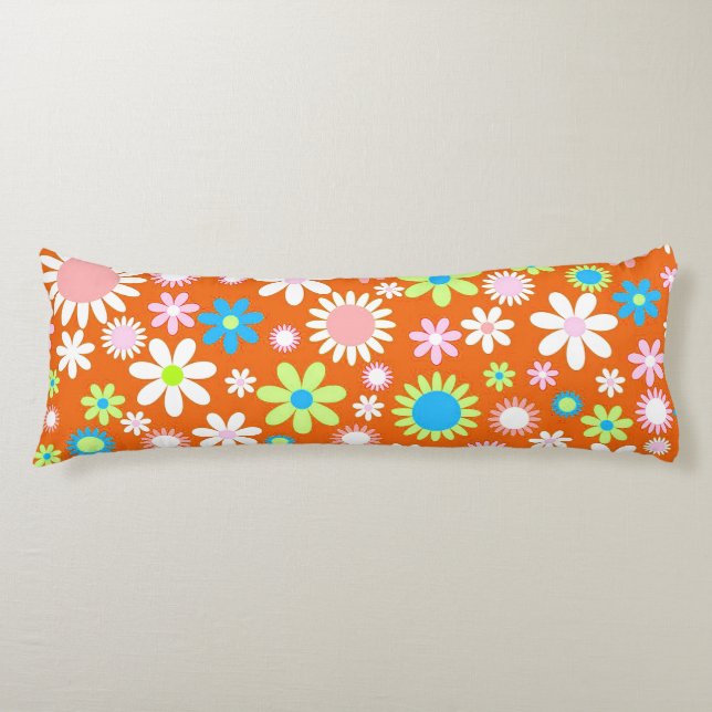Orange Flower Power Body Cushion (Front)