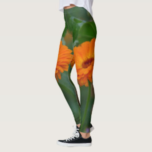 orange flower power leggings
