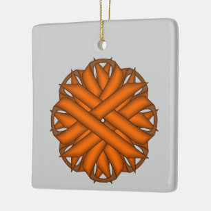 Orange Flower Ribbon by Kenneth Yoncich Ceramic Ornament